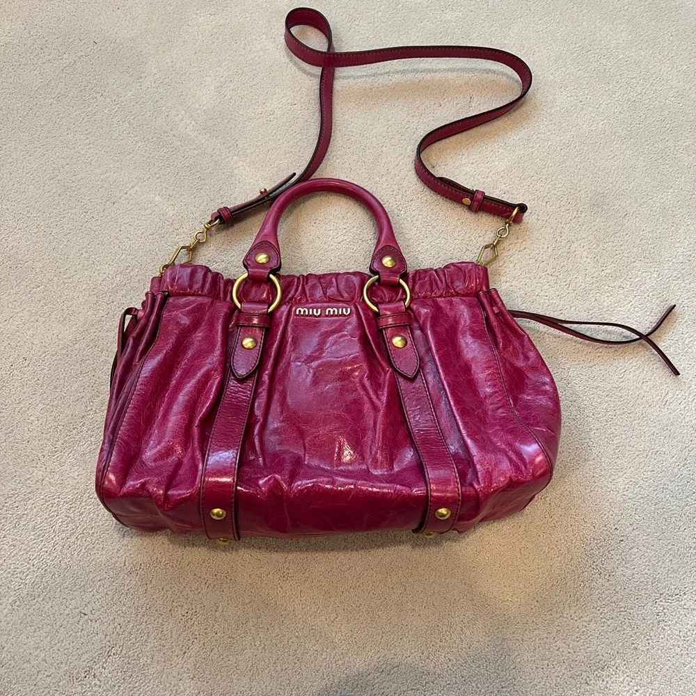 Vintage Miu Miu Vitello Shine Top Handle Satchel - Picture 7 of 9